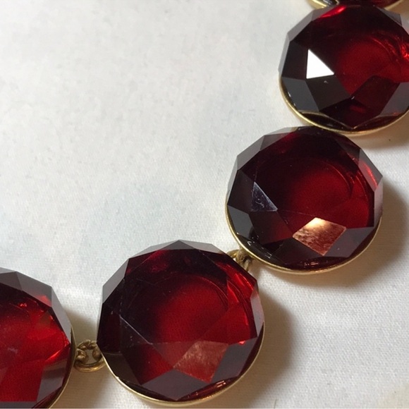 J Crew Deep Red Jewel Necklace - Picture 3 of 5